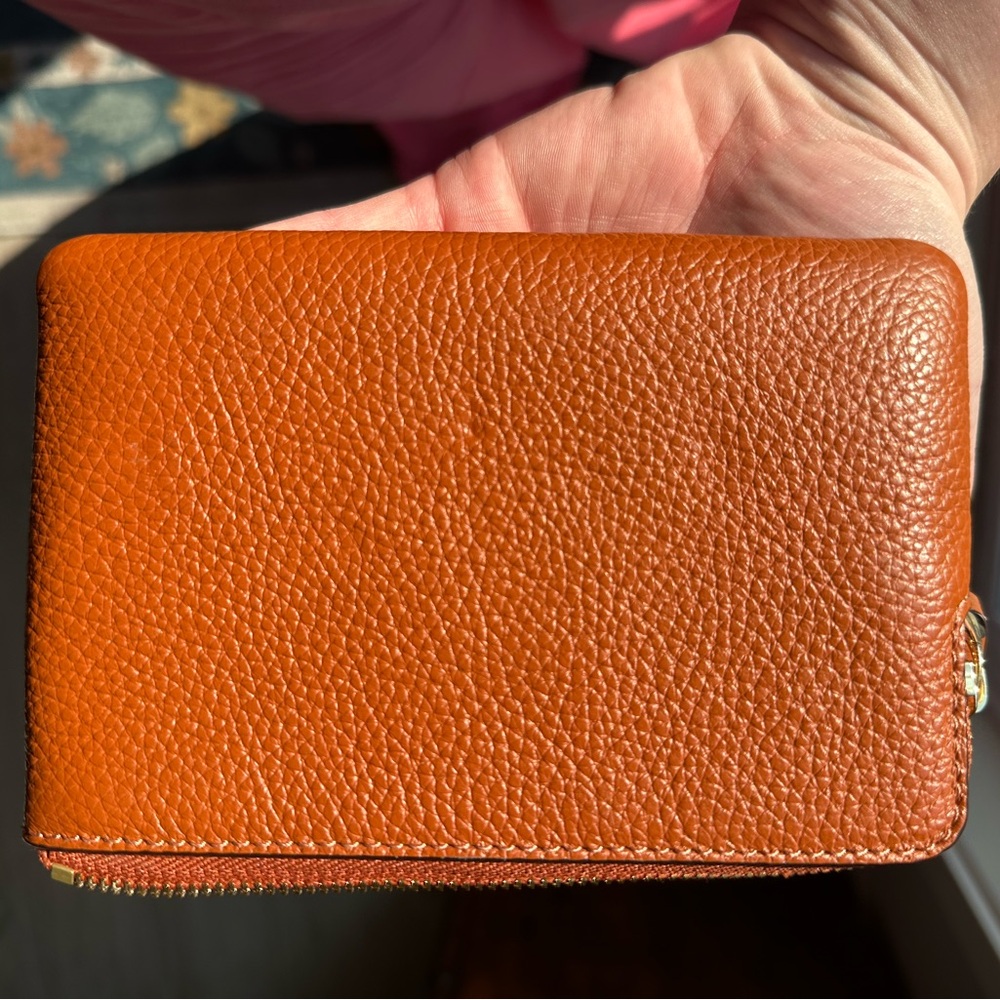 Coach Burnt Orange Leather Wristlet